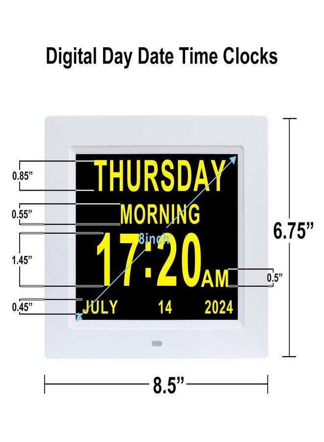 ybest [2020 Upgrade] Extra Large Digital Calendar Day Date Clocks with 12 Alarm Options Non-Abbreviated Day & Month impaired Vision Dementia Clock for Senior Elderly - Image 2